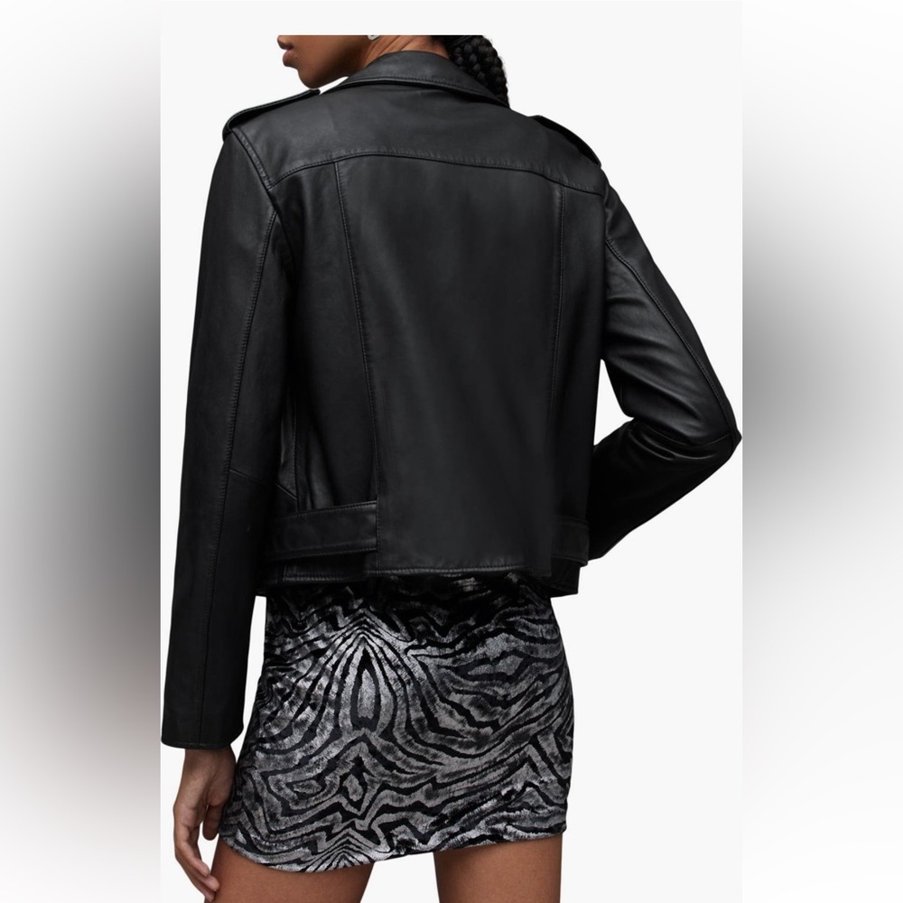 Allsaints BALFERN LEATHER BIKER JACKET size 4 - Picture 5 of 15